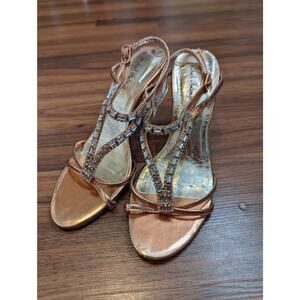 Michael Antonio Rose Gold Strappy Rhinestone Heels- Size 5.5